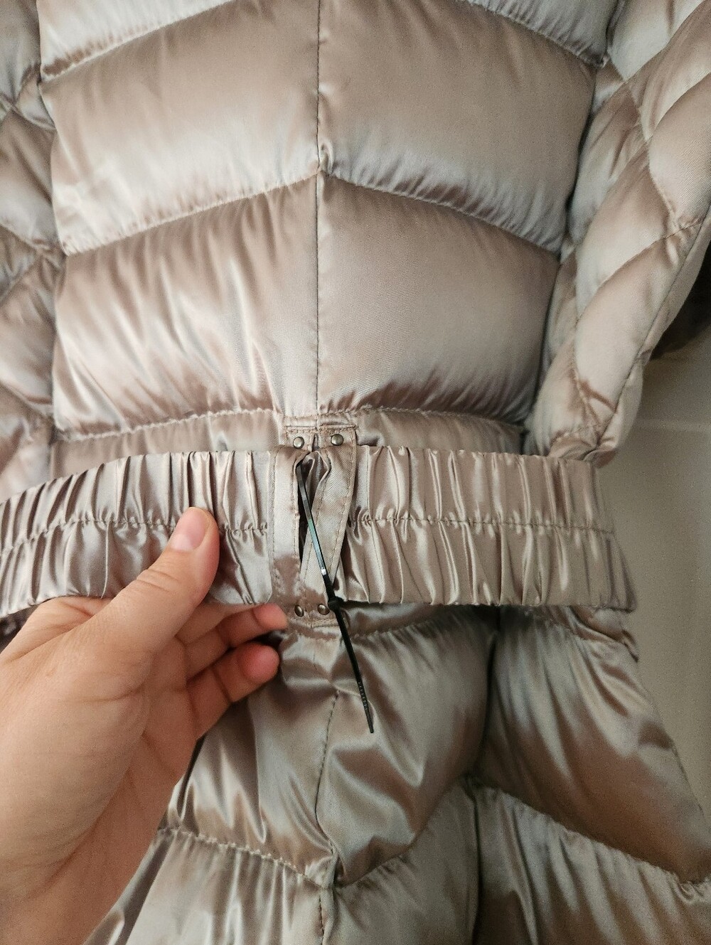 BCBGMaxAzria Taupe Quilted Long Puffer Coat - Picture 8 of 8